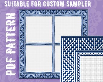 custom Sampler Cross stitch pattern frame 003