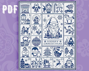 Christmas Advent Calendar Cross Stitch Pattern: Winter Sampler (PDF)
