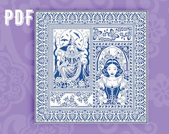 Snow White Cross Stitch Pattern: Princess Sampler (PDF Download)