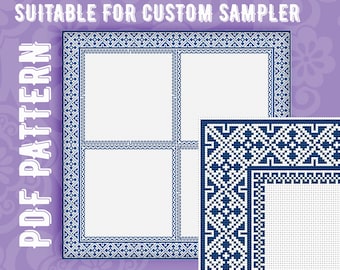custom Sampler Cross stitch pattern frame 001