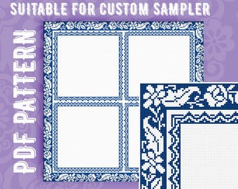 custom Sampler Cross stitch pattern frame 005