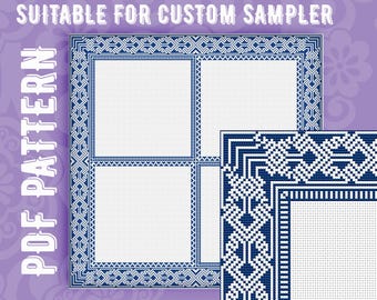 custom Sampler Cross stitch pattern frame 002
