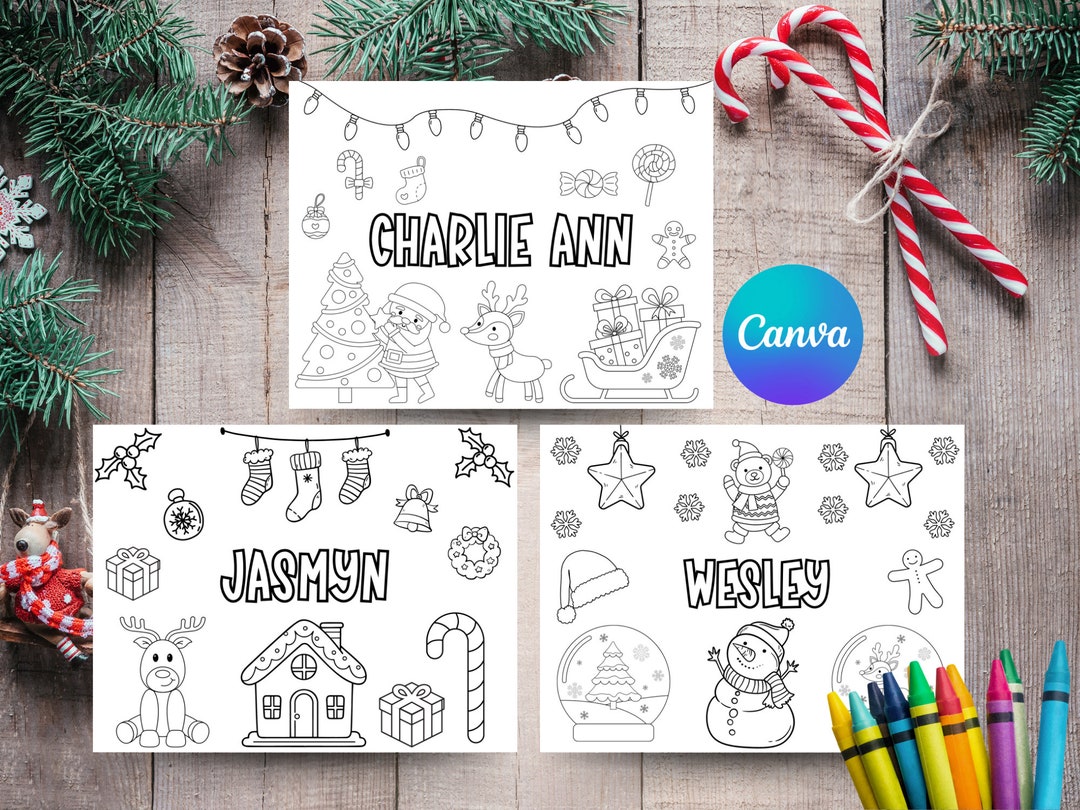 Kids Personalized Christmas Coloring Mat Christmas Coloring - Etsy
