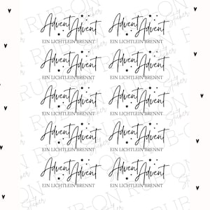 RUB-On Sticker borderless “Advent Advent ein lichtlein brennt” glossy and slightly raised A6