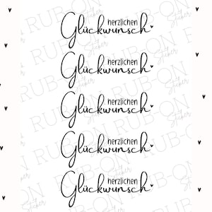 RUB-On sticker borderless &quot;congratulations&quot; glossy and slightly raised A6 black or white