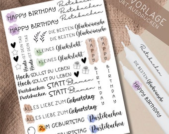 Modello PDF compleanno per candele, pellicola per diapositive, candele attaccate | Decorare le candele | Per stampare