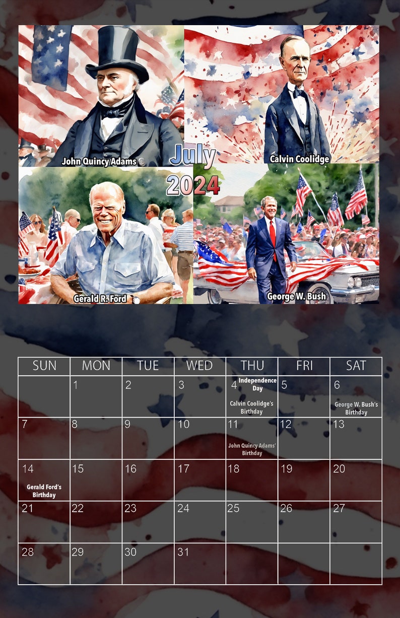 PDF of U.S. Presidents Calendar 2024 Etsy