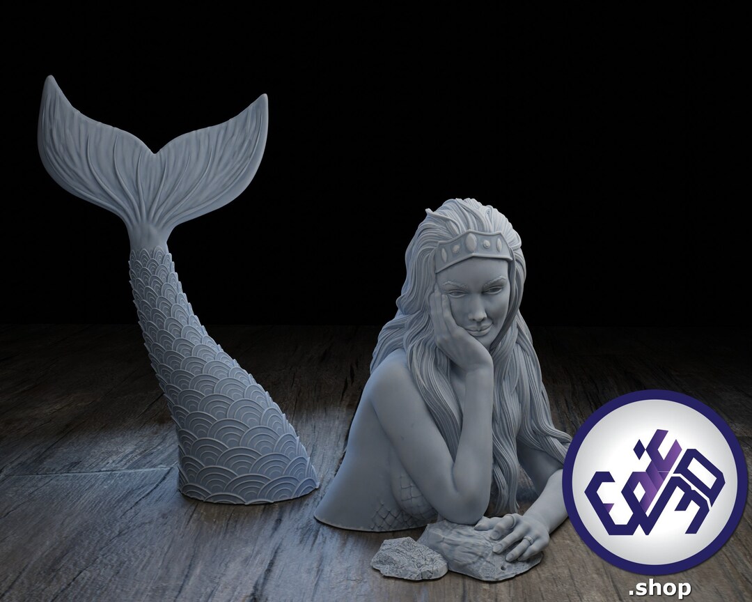 Mermaid Miniature – Unpainted/Unbranded D&D DnD Tabletop RPG Figure