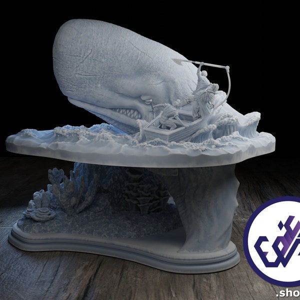 Whale Hunting Diorama | Moby Dick | Premium | DnD Miniature| Mini Figure Figurine Statue | Resin 3D Printed |