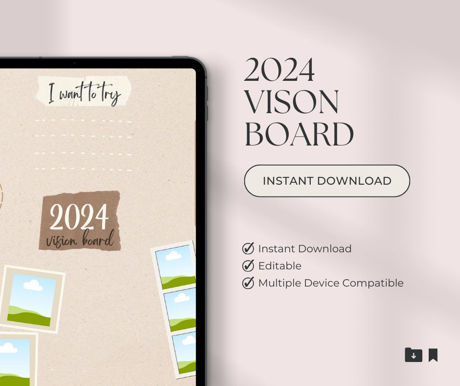 Editable Digital Canva Template 2024 Vision Board - Etsy