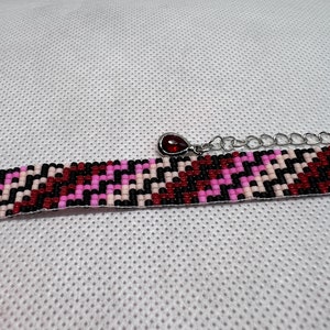 Striped Woven Bracelet &quot;Crvena&quot; - Beaded Bracelet - Customizable Bracelet - Woven Beaded Bracelet