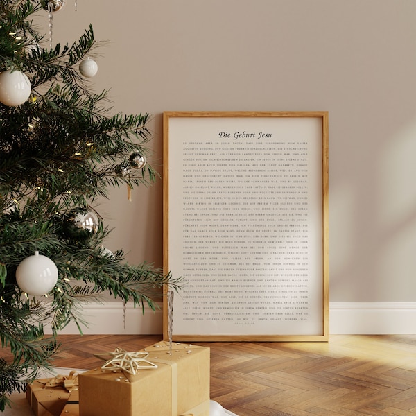 Lukas 2:1-20, Die Geburt Jesu, Christliche Weihnachts Decor, German Christmas Wall Art, German Christmas Prints, Christmas Scripture Prints