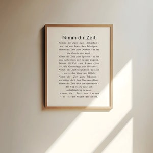 Nimm  dir Zeit  zum  Arbeiten - es  ist der Preis des Erfolges.... Wandkunst print, Wall Art Gift, Wand Poster, German Print,