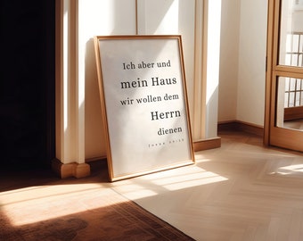 Joshua 24-15 German ,Josua 24-15,Ich aber und mein Haus wir wollen dem Herrn dienen. Wandkunst druckbar, German Wall Art,Wand Decor,