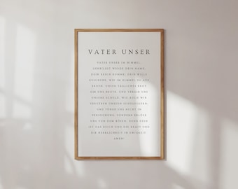 Vater Unser Print, Vater Unser Wandkunst, Christliche Wandkunst, German Christian Printable, The Lord's Prayer in German Printable Wall Art