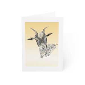 Nieuwsgierige geitenkaart origineel kunstwerk natuur geïnspireerd, kleurrijke schilderijen, bericht, notitie, wenskaarten.