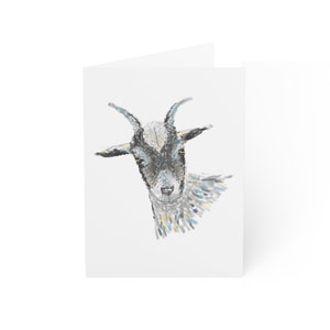 Nieuwsgierige geitenkaart origineel kunstwerk natuur geïnspireerd, kleurrijke schilderijen, bericht, notitie, wenskaarten.