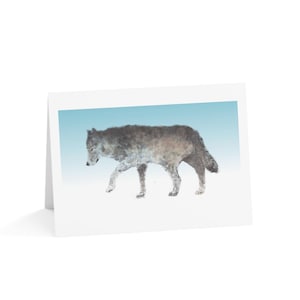 Lone Wolf kaart originele kunstwerken natuur geïnspireerd, kleurrijke schilderijen, bericht, notitie, wenskaarten.
