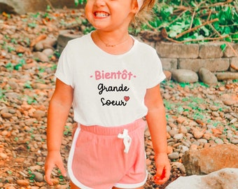 T-shirt annonce de grossesse / Bientôt grande soeur / Future grande soeur / Futur grand frère