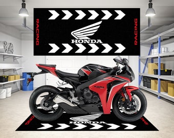 HONDA Motorrad-Boxenmatte - Bestes Motorradzubehör - Motorradmatte für Garage und Piste