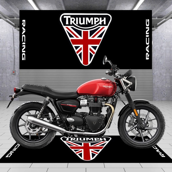 Triumph Motorcycle Pit Mat - Meilleur accessoire moto - Tapis moto pour garage et piste
