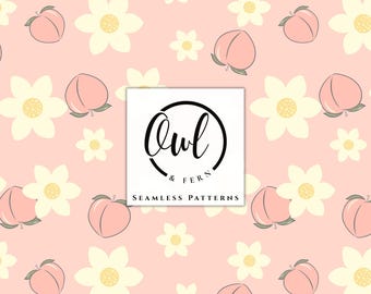 Peach Floral Seamless Pattern For Fabric Sublimation, Repeat File, Digital Paper, Scrapbooking, Crafting, Background.