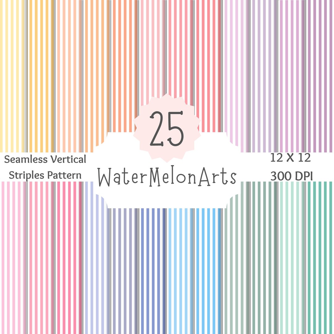 Pastel Stripes Pack - 25 Digital Vertical Designs - Seamless Patterns ...
