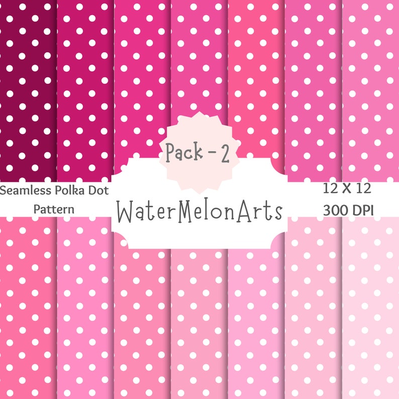 Pink Polka Dot Seamless Digital Paper Pack, Scrapbook Paper, Craft ...