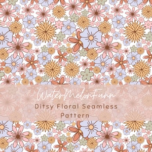 Patrón sin costuras floral boho chic ditsy - Impresión de tela y papeles digitales.