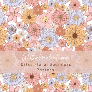 Nahtlose Boho Blumenmuster in lebendigen Farben für Stoff & digitales Papier.