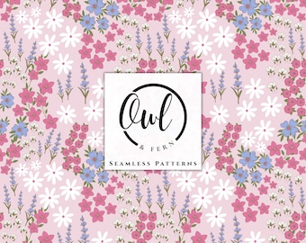 Spring Floral Seamless Repeat Pattern File, Sublimation Fabric Print (Digital Download)