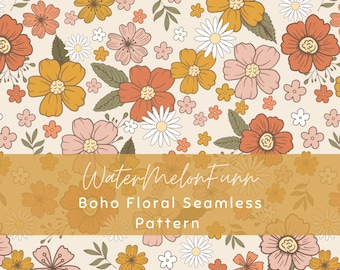 Boho Floral Seamless Pattern - Perfect for Fabric Prints and DIY Projects