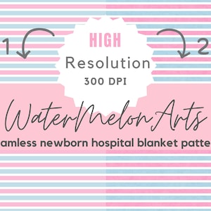 Couverture d'hôpital pour nouveau-né à rayures, motif numérique transparent, rose et bleu, fichiers de motifs transparents.