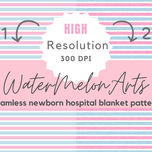 Newborn Stripe Hospital Blanket, Seamless digital pattern, Pink & blue, Seamless pattern files.