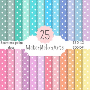 25 colorful digital polka dot patterns, Pastel backgrounds, Seamless pattern, JPG files, Scrapbook papers, Background pattern, Printable&#39;s.
