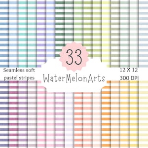 Rayures pastel de rêve : 33 motifs transparents pour le scrapbooking, arrière-plans imprimables, fichiers JPG.