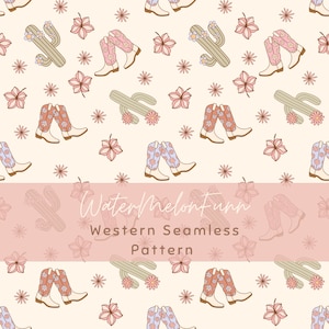 Western Cowgirl Seamless Digital Paper for Fabric & Crafts - Instant Download