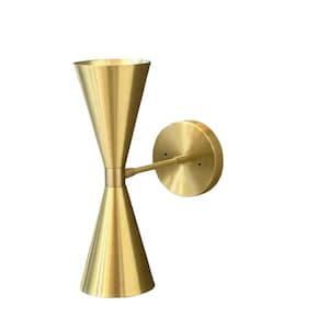Italian Cone Brass Handmade Sputnik Double Light Wall Display Minimalist Lamp Fixture