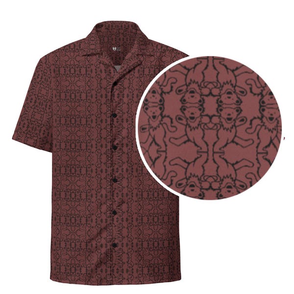 Dancing Bears Reflections - Grateful Dead Dancing Bears GD button shirt (AUBURN) Unisex