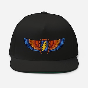 EMBROIDERED Egyptian Scarab Grateful Dead Flat Bill Snapback Cap