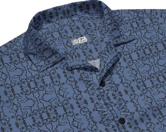 Dancing Bears Reflections - Grateful Dead Dancing Bears GD button shirt (DARK BLUE) Unisex