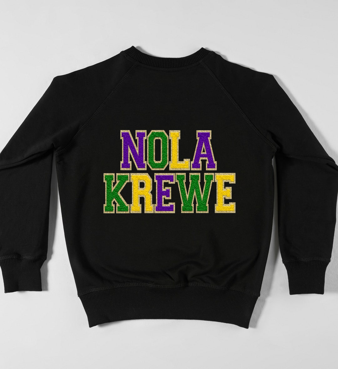 Youth NOLA Krewe Faux Chenille Sweatshirt Mardi Gras Fat Tuesday NOLA