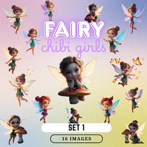 Fairy Chibi Girls Clipart Set 1