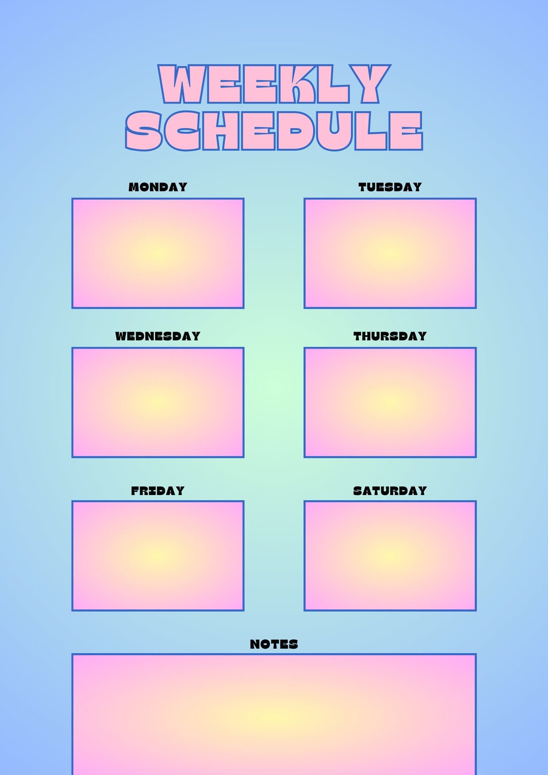 Organiser Weekly Rss Weekly Schedule / Weekly Planner / Weekly Organiser / Weekly Notes - Etsy