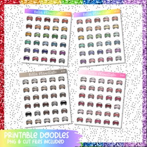 Car || 4 Colours || Printable Doodles || Printable || Cut Line Files || Instant Download
