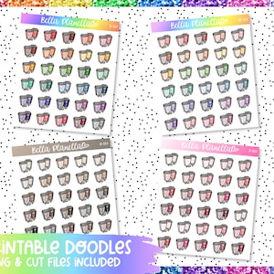 Popcorn || 4 Colours || Printable Doodles || Printable || Cut Line Files || Instant Download