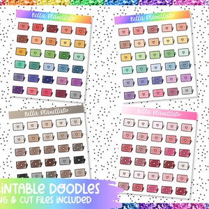 Laptop V1 || 4 Colours || Printable Doodles || Printable || Cut Line Files || Instant Download