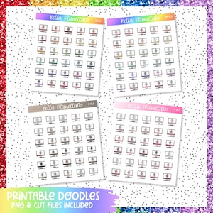 Desktop Sims || 4 Colours || Printable Doodles || Printable || Cut Line Files || Instant Download