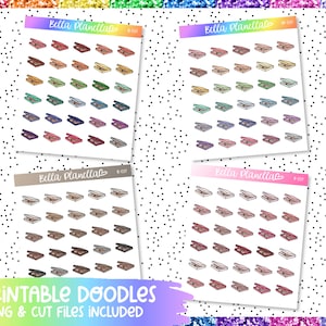 Pizza Box || 4 Colours || Printable Doodles || Printable || Cut Line Files || Instant Download