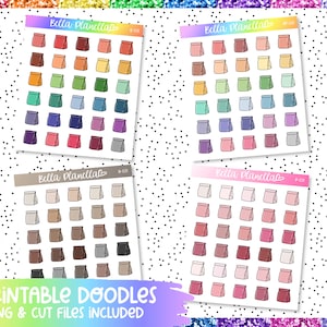 Takeout Bag || 4 Colours || Printable Doodles || Printable || Cut Line Files || Instant Download